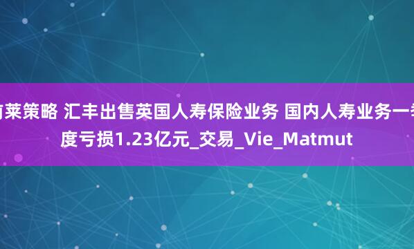 前莱策略 汇丰出售英国人寿保险业务 国内人寿业务一季度亏损1.23亿元_交易_Vie_Matmut