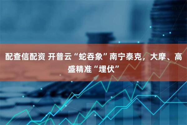 配查信配资 开普云“蛇吞象”南宁泰克，大摩、高盛精准“埋伏”