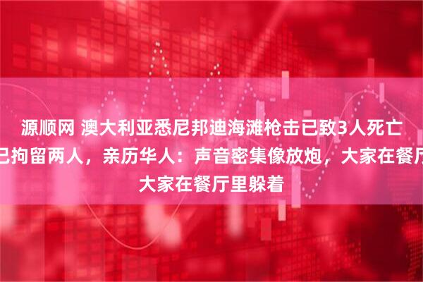 源顺网 澳大利亚悉尼邦迪海滩枪击已致3人死亡，警方已拘留两人，亲历华人：声音密集像放炮，大家在餐厅里躲着